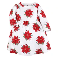 Hudson Baby Little Girls Cotton Dresses, Poinsettia Dot