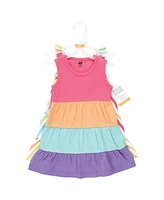 Hudson Baby Little Girls Hudson Cotton Dresses, Rainbow Stripe