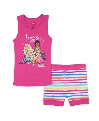 Barbie Big Girls Princess Vibes Characters Sleep Pajama Set Tank Top Shorts