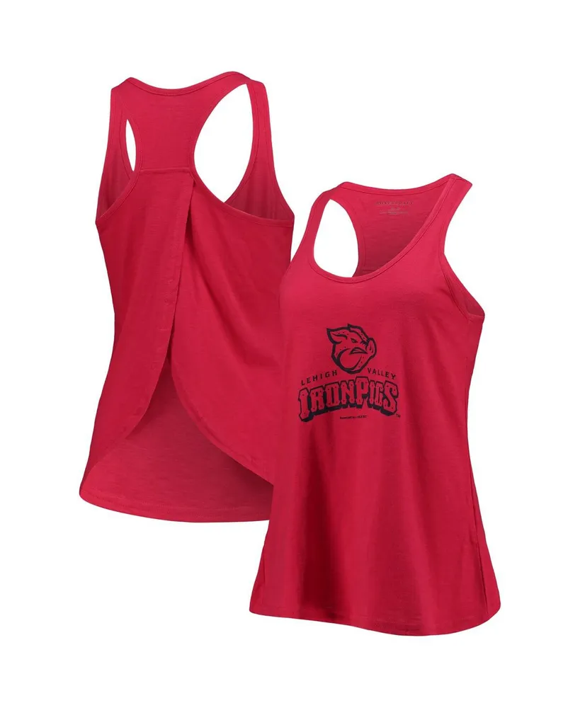 Women's Red Lehigh Valley IronPigs Charm Scoop Neck Racerback Tank Top