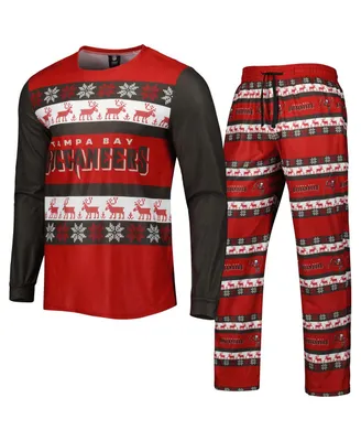 Men's Foco Red Tampa Bay Buccaneers Team Ugly Pajama Set