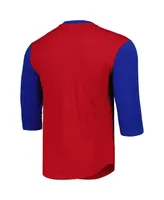 Men's Mitchell & Ness Red Chicago Cubs Cooperstown Collection Legendary Slub Henley 3/4-Sleeve T-shirt