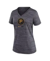 Women's Nike Black Pittsburgh Pirates 2023 City Connect Velocity Practice Performance V-Neck T-shirt