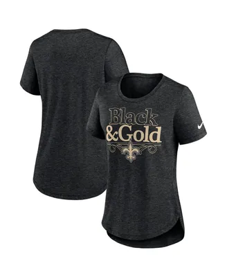 Women's Nike Heather Black New Orleans Saints Local Fashion Tri-Blend T-Shirt Size: Extra Small