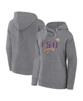 Women's Fanatics Heather Gray Lsu Tigers Script Favorite Pullover Hoodie