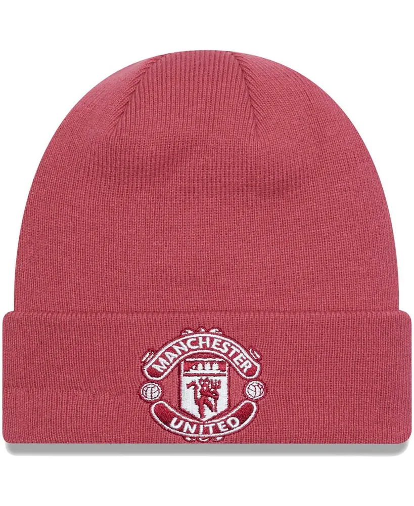 Men's New Era Pink Manchester United Seasonal Cuffed Knit Hat