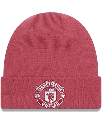 Men's New Era Pink Manchester United Seasonal Cuffed Knit Hat