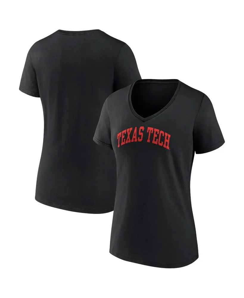 Women's Fanatics Black Texas Tech Red Raiders Basic Arch V-Neck T-shirt