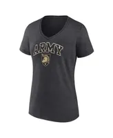 Women's Fanatics Heather Charcoal Army Black Knights Evergreen Campus V-Neck T-shirt