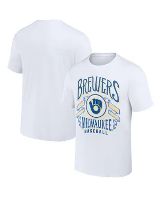 Men's Darius Rucker Collection by Fanatics White Milwaukee Brewers Distressed Rock T-shirt