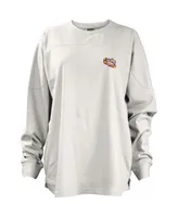 Women's Pressbox White Lsu Tigers Pennant Stack Oversized Long Sleeve T-shirt