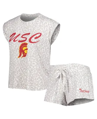 Women's Concepts Sport Cream Usc Trojans Montana T-shirt and Shorts Sleep Set