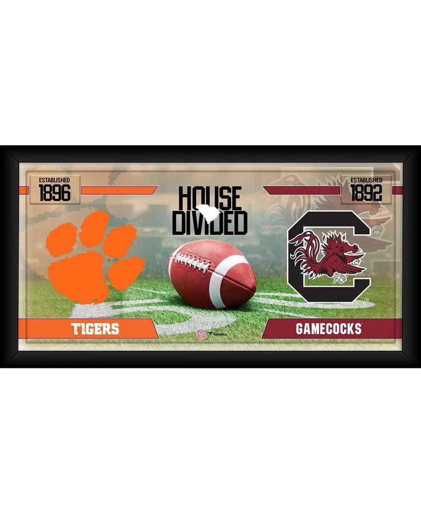 Clemson Tigers vs. South Carolina Gamecocks Framed 10" x 20" House Divided Football Collage