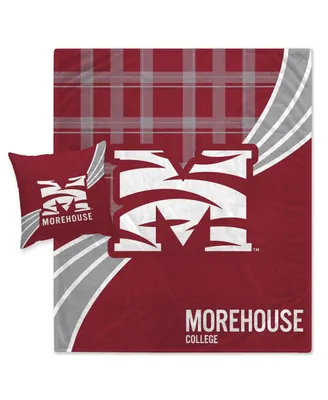 Morehouse Maroon Tigers Plaid Wave Lightweight Blanket and Pillow Combo Set