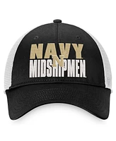 Men's Top of the World Black, White Navy Midshipmen Stockpile Trucker Snapback Hat
