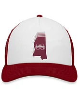 Men's Top of the World White, Maroon Mississippi State Bulldogs Tone Down Trucker Snapback Hat