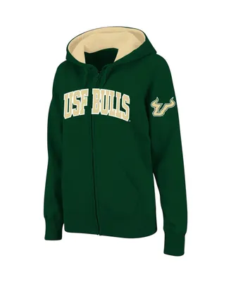 Women's Stadium Athletic Green South Florida Bulls Arched Name Full-Zip Hoodie