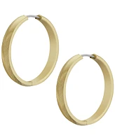 Fossil Harlow Linear Texture Gold-Tone Stainless Steel Hoop Earrings