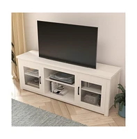 Merrick Lane Galena Traditional Full Glass Door 65" Tv Stand For Up To 80" Tvs