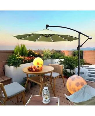 Simplie Fun 10 Ft Outdoor Patio Umbrella Solar Powered Led Lighted Sun Shade Market Waterproof 8 Ribs