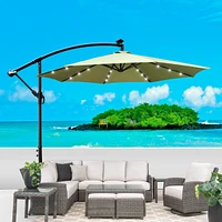 Simplie Fun 10 Ft Outdoor Patio Umbrella Solar Powered Led Lighted Sun Shade Market Waterproof 8 Ribs