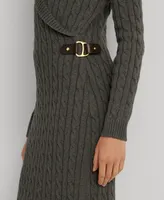 Lauren Ralph Women's Cable-Knit Buckle-Trim Sweater Dress