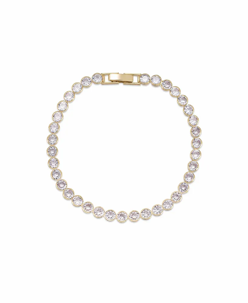 Ettika Cubic Zirconia Chain 18K Gold Plated Tennis Bracelet