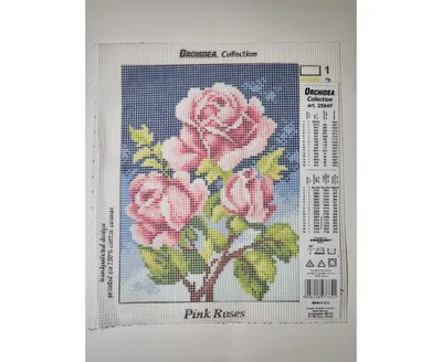 Orchidea Needlepoint canvas for halfstitch without yarn Pink Roses 2594F