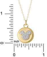 Disney Cubic Zirconia Mickey Mouse Disc 18" Pendant Necklace in 18k Gold-Plated Sterling Silver