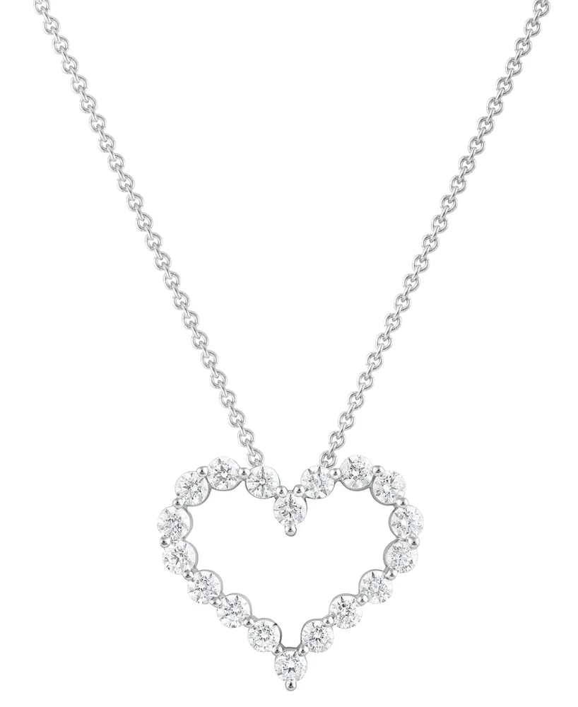 Diamond Heart 18" Pendant Necklace (1-1/2 ct. t.w.) in 14k White Gold