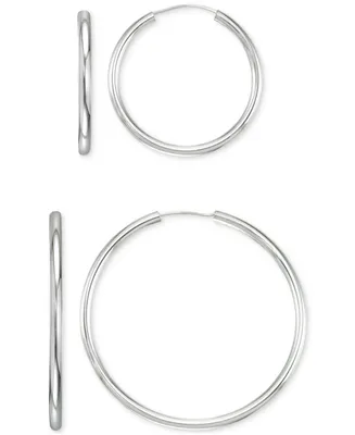2-Pc. Set Polished Endless Small & Medium Hoop Earrings