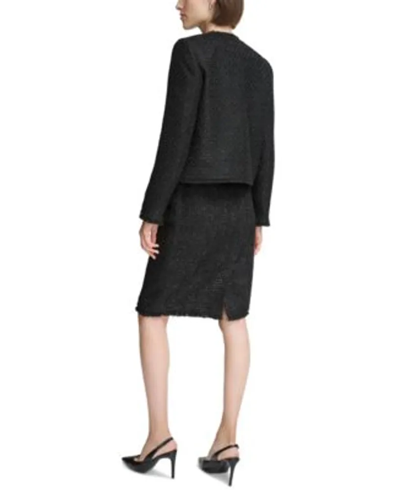 Calvin Klein Petite Tweed Open Front Jacket Tweed Pencil Skirt