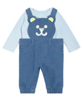 Guess Baby Boys Bodysuit and Knit Denim Bear Overall, 2 Piece Set