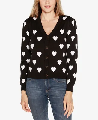 Belldini Women's Hearts Cardigan Sweater