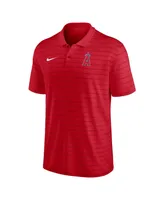 Men's Nike Red Los Angeles Angels Authentic Collection Victory Striped Performance Polo Shirt