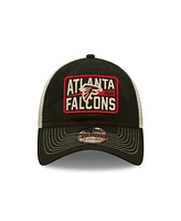 Men's New Era Black, Natural Atlanta Falcons Devoted Trucker 9TWENTY Snapback Hat