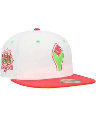 Men's New Era White, Coral Atlanta Braves 150th Anniversary Strawberry Lolli 59FIFTY Fitted Hat