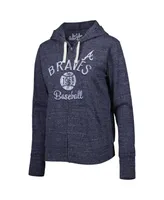 Women's Touch Navy Atlanta Braves Training Camp Tri-Blend Lightweight Full-Zip Hoodie