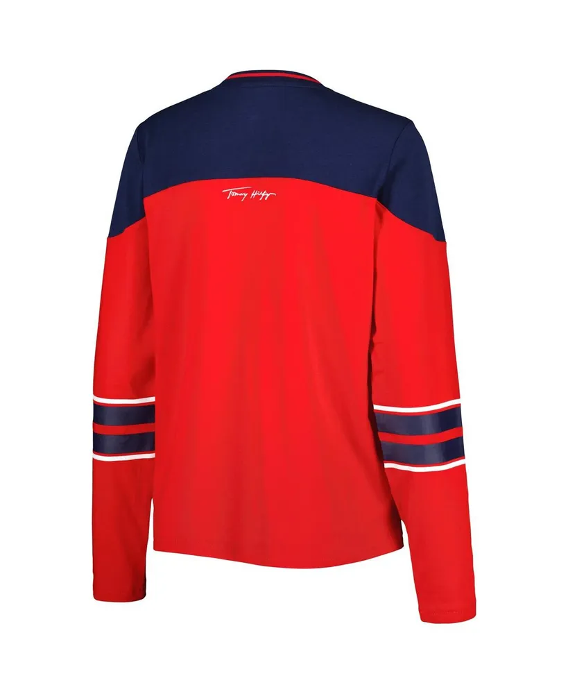 Women's Tommy Hilfiger Red Washington Capitals Abigail V-Neck Long Sleeve T-shirt