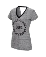 Women's Touch Heather Black Trackhouse Racing Halftime Back Wrap T-shirt