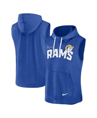 Men's Nike Heather Royal Los Angeles Rams Sleeveless Pullover Hoodie