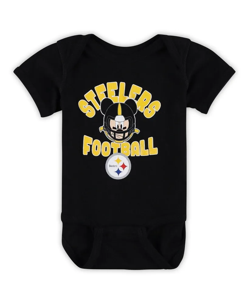 Newborn and Infant Boys and Girls Black Pittsburgh Steelers Disney Lil Champ Bodysuit