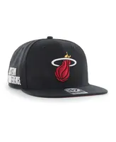 Men's '47 Brand Black Miami Heat Sure Shot Captain Snapback Hat