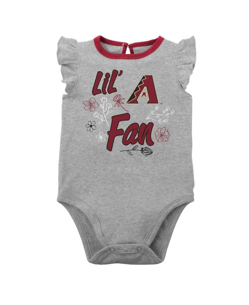 Girls Newborn and Infant Red, Heather Gray Arizona Diamondbacks Little Fan Two-Pack Bodysuit Set