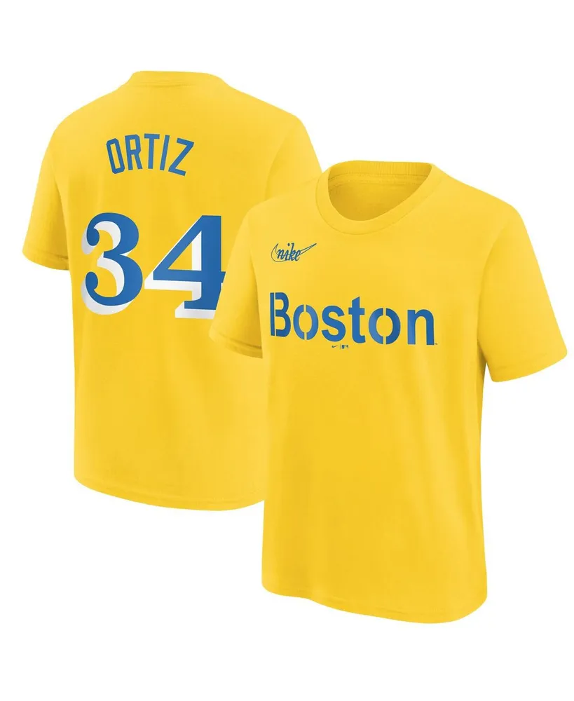 Women's Nike David Ortiz Gold Boston Red Sox City Connect Name & Number T-Shirt