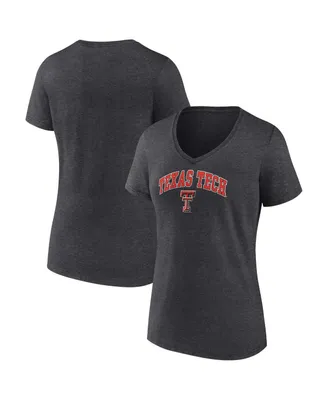 Women's Fanatics Heather Charcoal Texas Tech Red Raiders Evergreen Campus V-Neck T-shirt