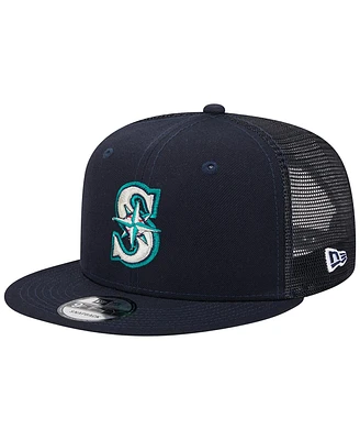 Men's New Era Navy Seattle Mariners Team Color Trucker 9FIFTY Snapback Hat