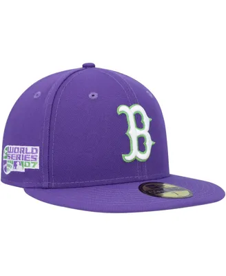 Men's New Era Purple Boston Red Sox Lime Side Patch 59FIFTY Fitted Hat