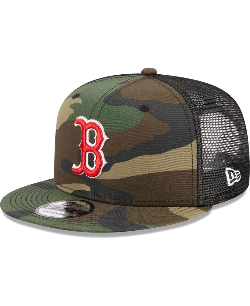 Men's New Era Camo Boston Red Sox Woodland Camo Trucker 9FIFTY Snapback Hat