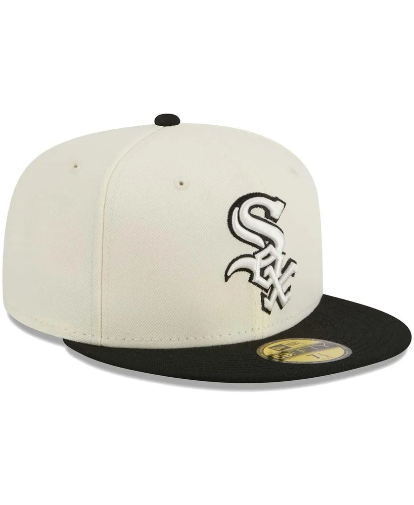 Men's New Era Stone, Black Chicago White Sox Chrome 59FIFTY Fitted Hat